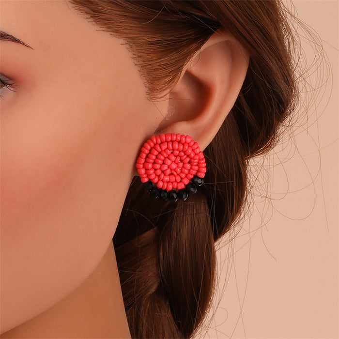 Wholesale Earrings Rice Beads Bohemian Geometric Crystal Stud Earrings JDC-ES-GuTe047