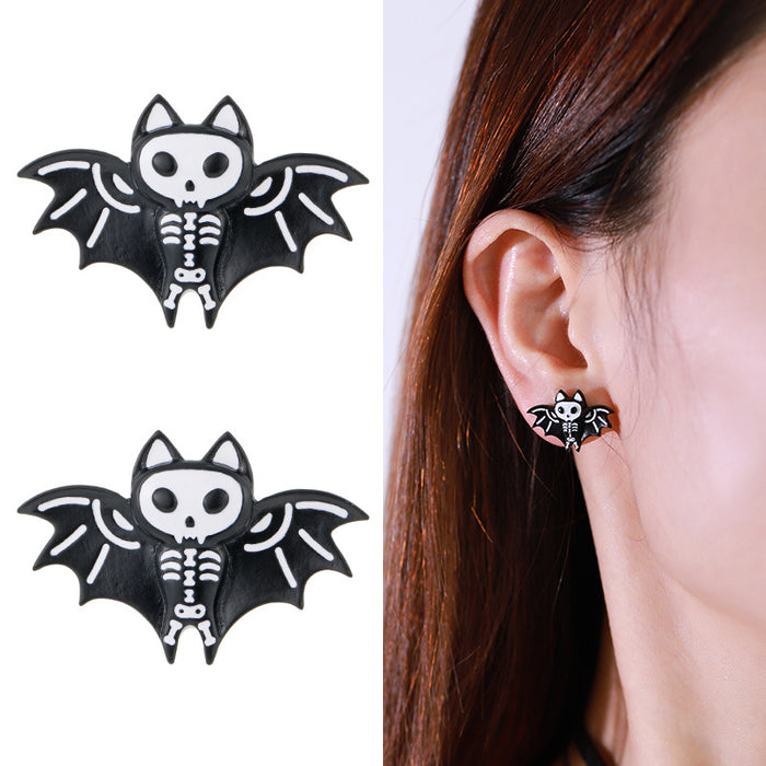 Wholesale Earrings Alloy Enamel Halloween Black White JDC-ES-KenJ010