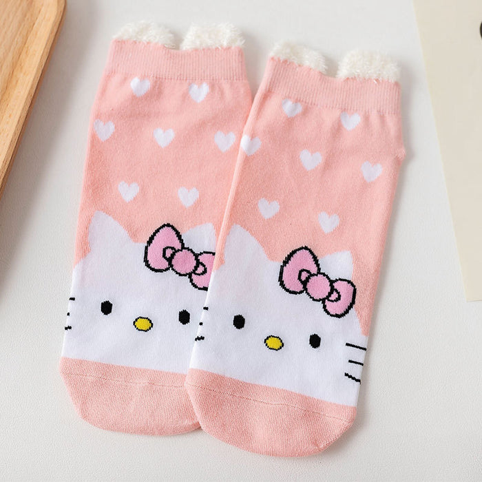 Wholesale socks three-dimensional ear socks summer cute cartoon pink cat shallow socks JDC-SK-CYu010