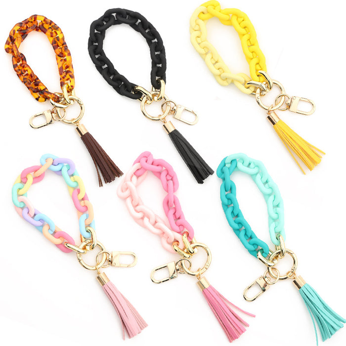 Wholesale Color Acrylic Wristlet Keychain MOQ≥2 JDC-KC-NuoYi001