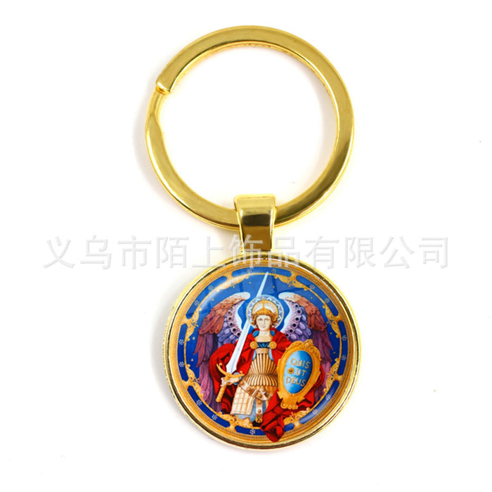 Wholesale St.Michael Russian Orthodox Time Gemstone Zinc Alloy Keychain JDC-KC-MoS001