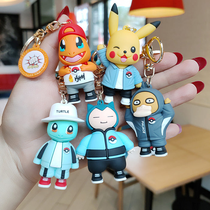 Wholesale new three generations cartoon sweater PVC doll keychain pendant JDC-KC-JianH001