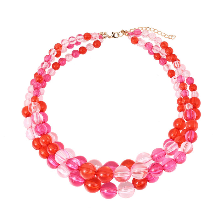 Wholesale Hand Beaded Multi-Layered Spherical Resin Clavicle Chain JDC-NE-MY009