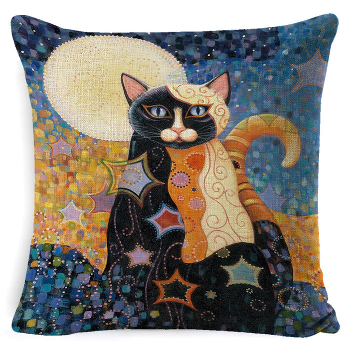 Jewelry WholesaleWholesale art mural cat printed cotton linen Pillowcase MOQ≥2 JDC-PW-Zhilin004 Pillowcase 智霖 %variant_option1% %variant_option2% %variant_option3%  Factory Price JoyasDeChina Joyas De China