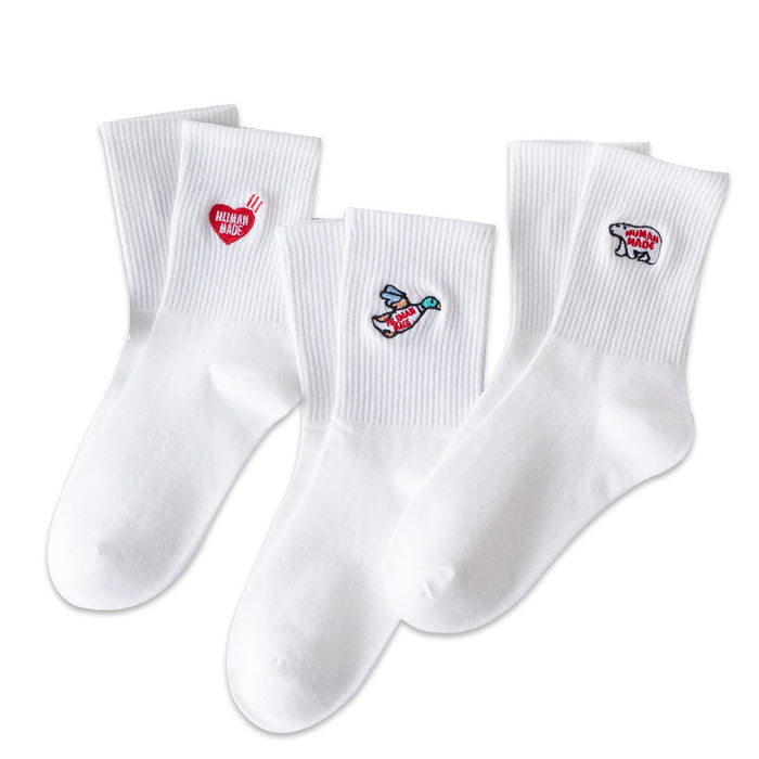 Wholesale socks women's socks cartoon embroidery white MOQ≥2 JDC-SK-CYu018