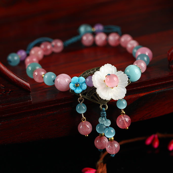 Jewelry WholesaleWholesale ethnic fashion glass hand woven shell flower Anklets JDC-AS-Mcheng004 Anklet 结满诚 %variant_option1% %variant_option2% %variant_option3%  Factory Price JoyasDeChina Joyas De China