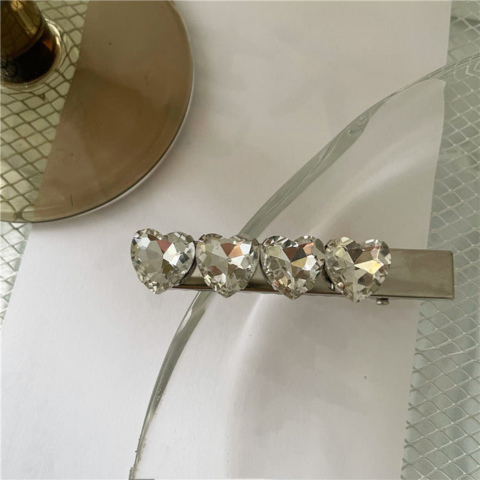 Wholesale Hair Clips Metal Heart Rhinestone Silver JDC-HC-JingX002