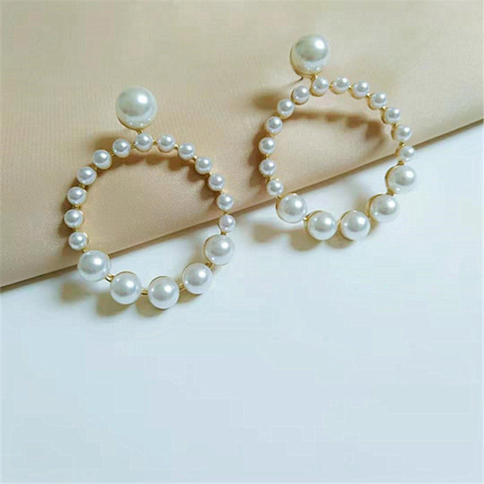 Wholesale Earring Alloy Inlaid Pearl Earrings JDC-ES-AiMei014