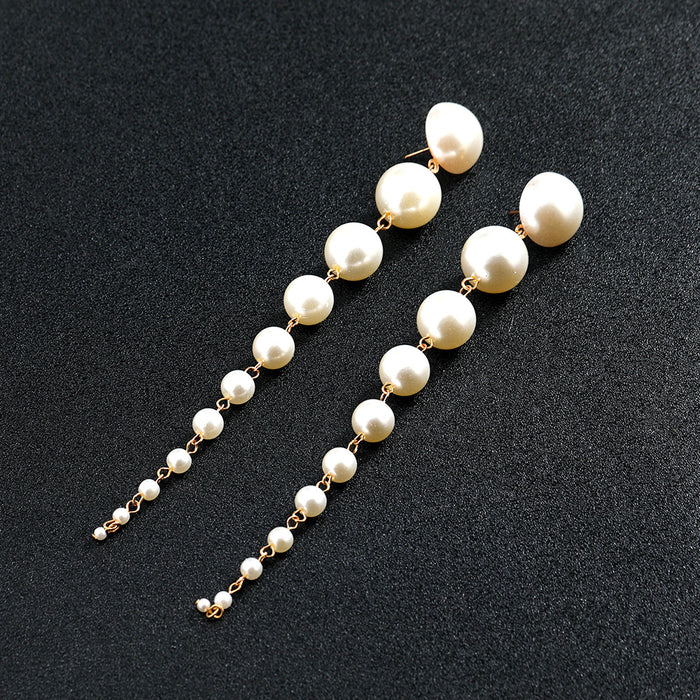 Wholesale Long Pearl Personality Exaggerated Earrings JDC-ES-LY025