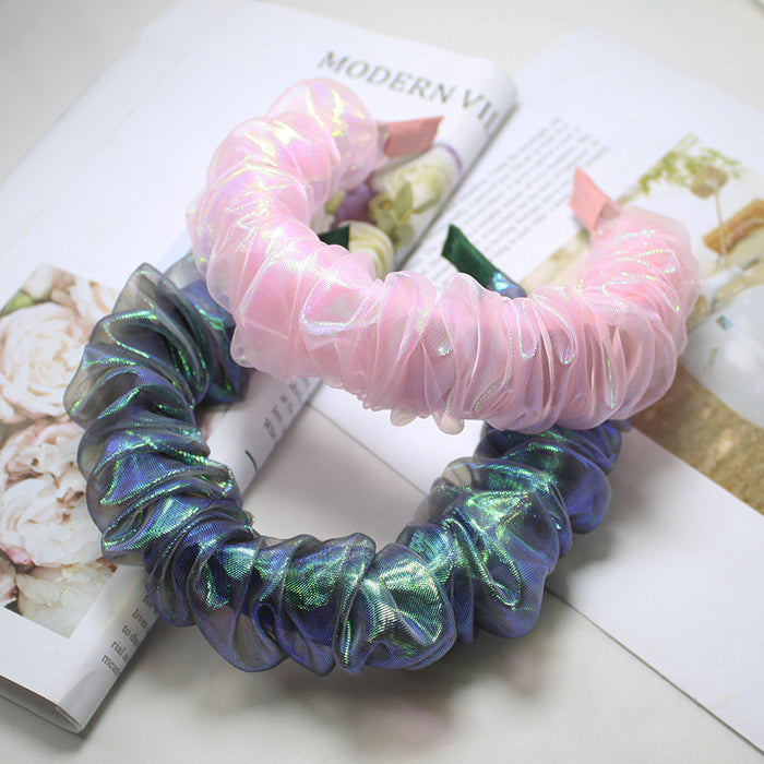 Wholesale vintage organza pleated large intestine headband for women JDC-HD-Lizhen005