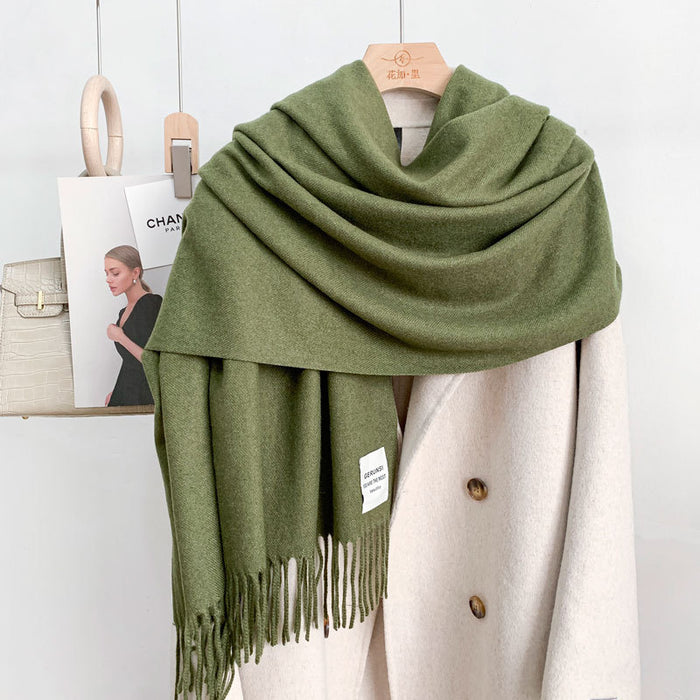 Wholesale Scarf Polyester Cotton Winter Thickening Warm Shawl Solid Color JDC-SF-Qianx003