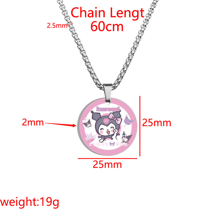 Wholesale Necklace Stainless Steel Cute Cartoon Round Color Printing MOQ≥2 (S) JDC-NE-HuanYu007