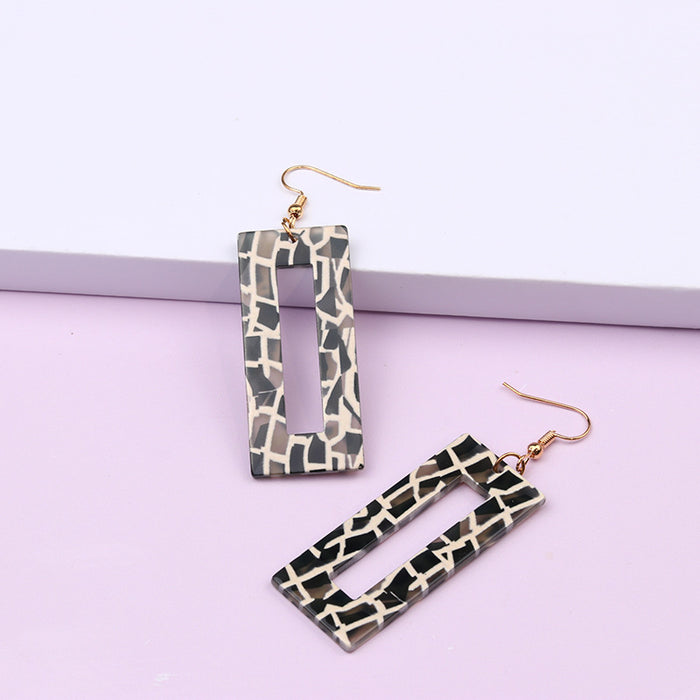 Wholesale acrylic check plate earrings temperament bow stitching MOQ≥2 JDC-ES-DUAI025