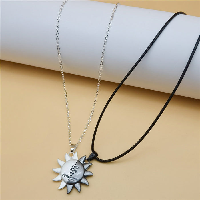 Wholesale creative sun magnetic couple necklace two-color magnet attract JDC-NE-qisheng001