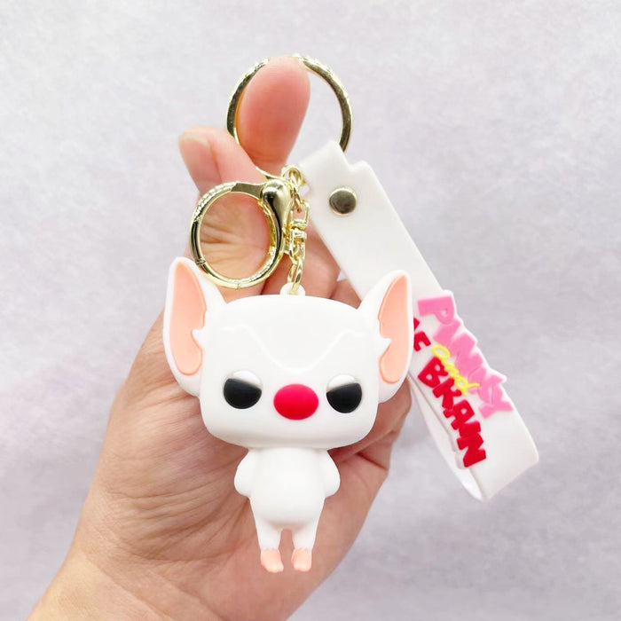 Wholesale Keychains PVC Hardware Cute Cartoon White Rat (M) MOQ≥2 JDC-KC-LiangQ007