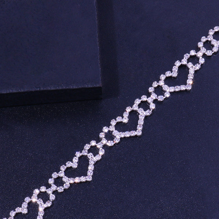 Wholesale Hollow Love Anklet Shiny Small Hole Rhinestones JDC-AS-JLiang002