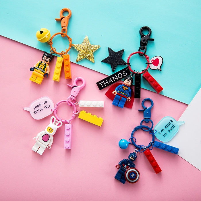 Wholesale Cartoon Building Blocks Plastic Keychain (M) JDC-KC-XiangYi002