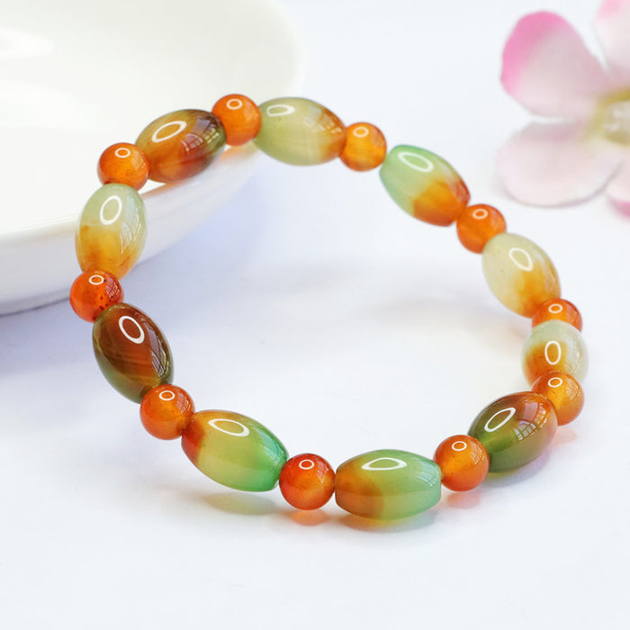 Wholesale Natural Chalcedony Bracelet Red and Green Agate Bracelet Jewelry JDC-BT-JuanY006