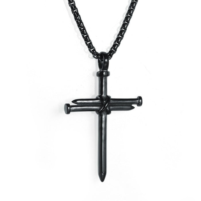 Wholesale Alloy Cast Steel Nail Cross Pendant Necklace for Men and Women JDC-NE-XunO046