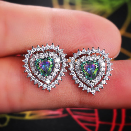 Jewelry WholesaleWholesale Zircon Heart Shaped Copper Earrings MOQ≥2 JDC-ES-Caos021 Earrings 曹适 %variant_option1% %variant_option2% %variant_option3%  Factory Price JoyasDeChina Joyas De China