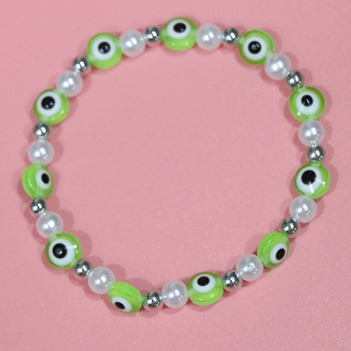 Wholesale Devil's Eye Bracelet Imitation Pearl Stretch Bracelet MOQ≥2 JDC-BT-HuoM004