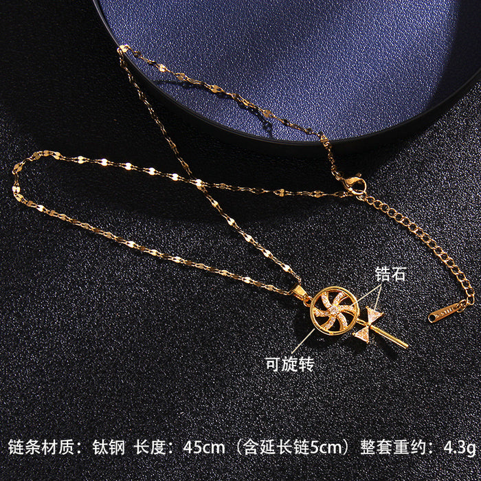 Jewelry WholesaleWholesale Rotary Pinwheel Copper Zircon Titanium Steel Necklace JDC-NE-RongS007 Necklaces 荣硕 %variant_option1% %variant_option2% %variant_option3%  Factory Price JoyasDeChina Joyas De China