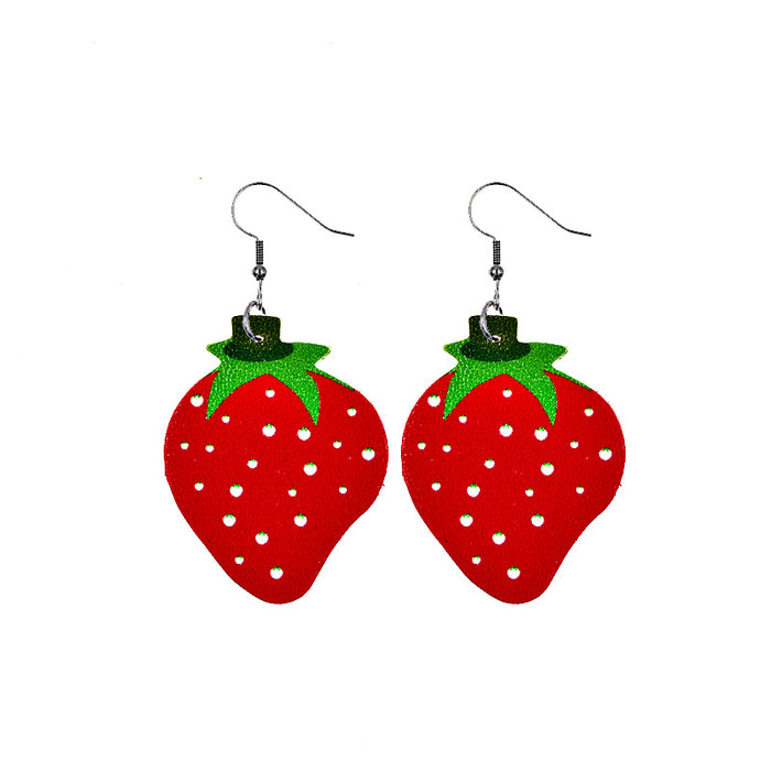 Jewelry WholesaleWholesale Hawaiian Fruit Pineapple Watermelon Lemon Cherry PU Leather Earrings MOQ≥2 JDC-ES-Chengy015 Earrings Chengy %variant_option1% %variant_option2% %variant_option3%  Factory Price JoyasDeChina Joyas De China