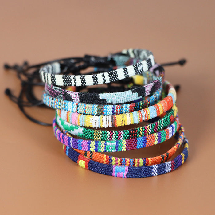 Wholesale Boho Men's Cotton Linen Hand Knit Bracelet JDC-BT-YinY017