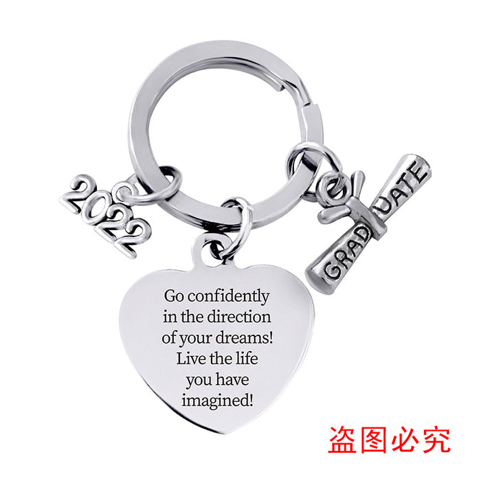 Jewelry WholesaleWholesale Stainless Steel Heart Shape Graduation Season Gift Metal Keychain JDC-KC-GangGu018 Keychains 钢古 %variant_option1% %variant_option2% %variant_option3%  Factory Price JoyasDeChina Joyas De China