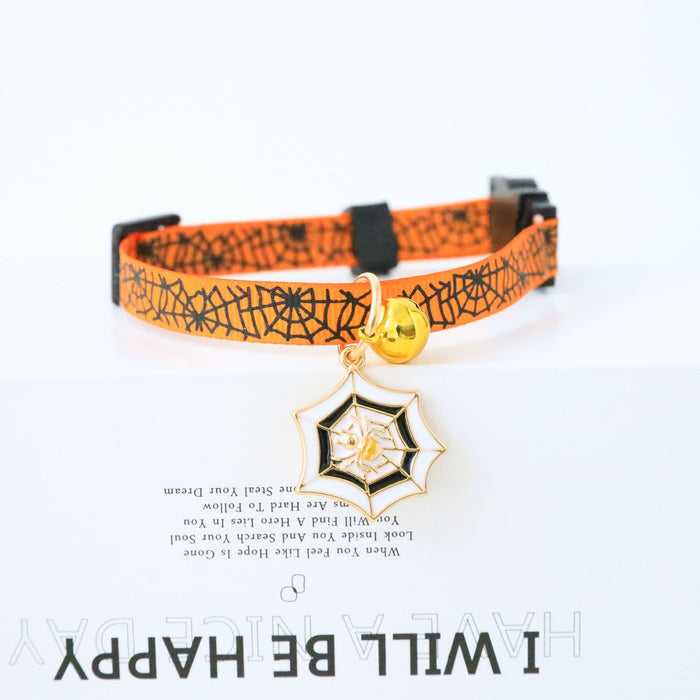 Wholesale Pet Necklace Polyester Halloween Kitten Dog Bell Safety Buckle MOQ≥2 JDC-PN-PuPu001