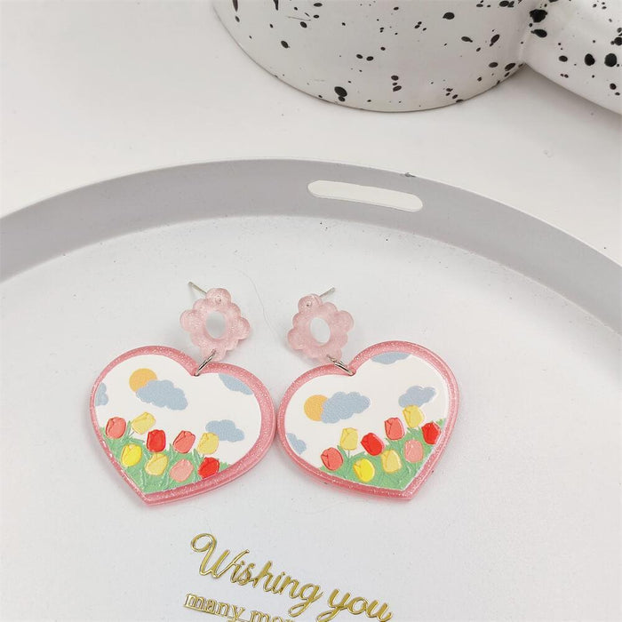 Jewelry WholesaleWholesale S925 Silver Needle Fruit Cherry Blossom Rose Acrylic Love Earrings JDC-ES-FX004 Earrings 繁瑆 %variant_option1% %variant_option2% %variant_option3%  Factory Price JoyasDeChina Joyas De China