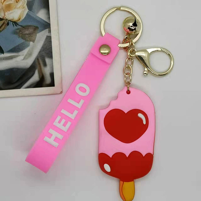 Wholesale cute creative simulation fruit ice cream donut peach heart keychain MOQ≥2 JDC-KC-JuShu013