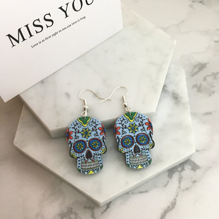 Wholesale Acrylic Skull Drop Earrings JDC-ES-Yiy001