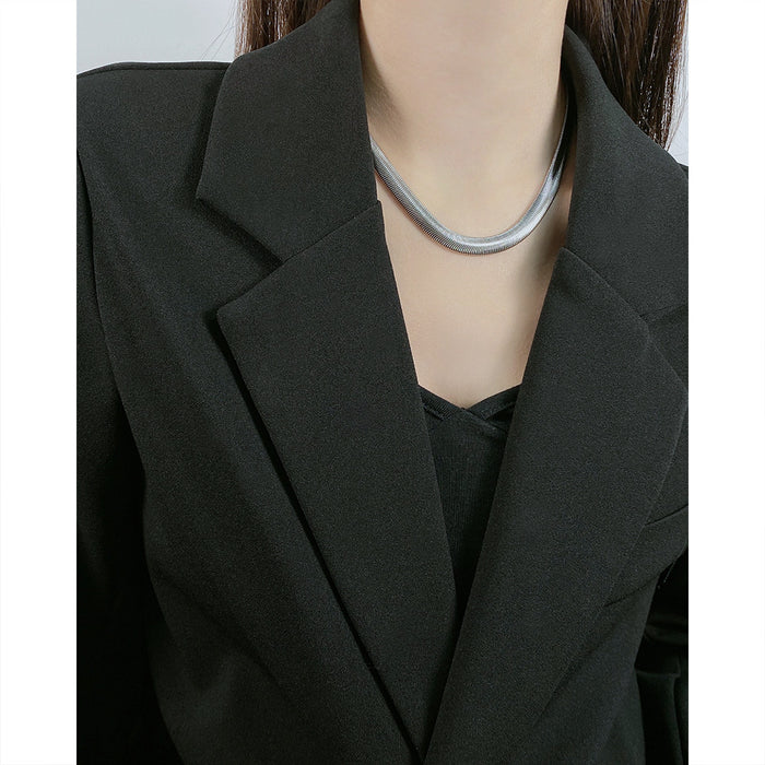 Jewelry WholesaleWholesale cold wind flat snake stainless steel collarbone chain JDC-NE-GEJIA003 Necklaces 格佳 %variant_option1% %variant_option2% %variant_option3%  Factory Price JoyasDeChina Joyas De China