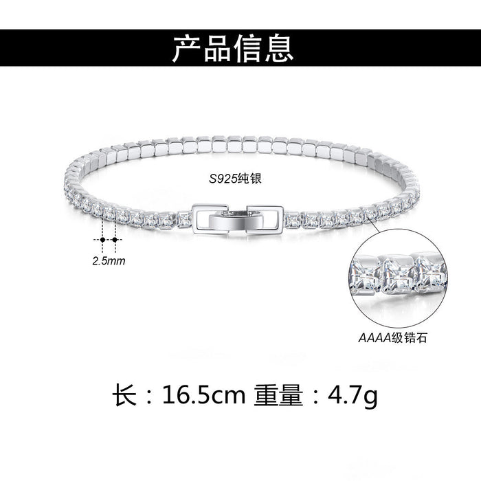 Jewelry WholesaleWholesale S925 Sterling Silver Bracelet inlaid square tennis chain JDC-BT-ShangD004 Bracelet 尚达 %variant_option1% %variant_option2% %variant_option3%  Factory Price JoyasDeChina Joyas De China