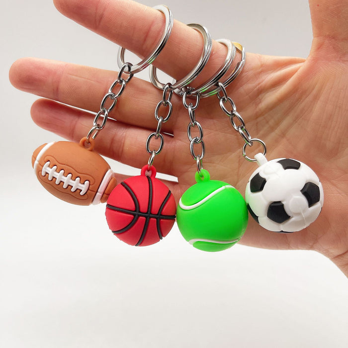 Wholesale Keychains For Backpacks PVC Football Key Chain Basketball Tennis Rugby MOQ≥5 JDC-KC-YY020