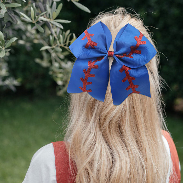 Wholesale hairpin cloth football kids bow baseball cheerleader JDC-HS-Danzuo014