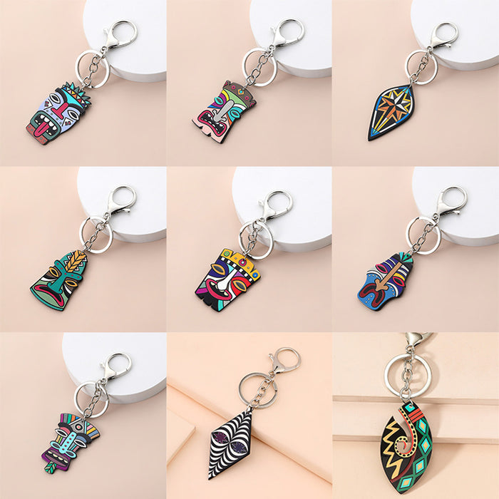 Jewelry WholesaleWholesale Ethnic Vintage Boho Villain Face Mask Acrylic Keychain MOQ≥2 JDC-KC-GANL001 Keychains 甘来 %variant_option1% %variant_option2% %variant_option3%  Factory Price JoyasDeChina Joyas De China