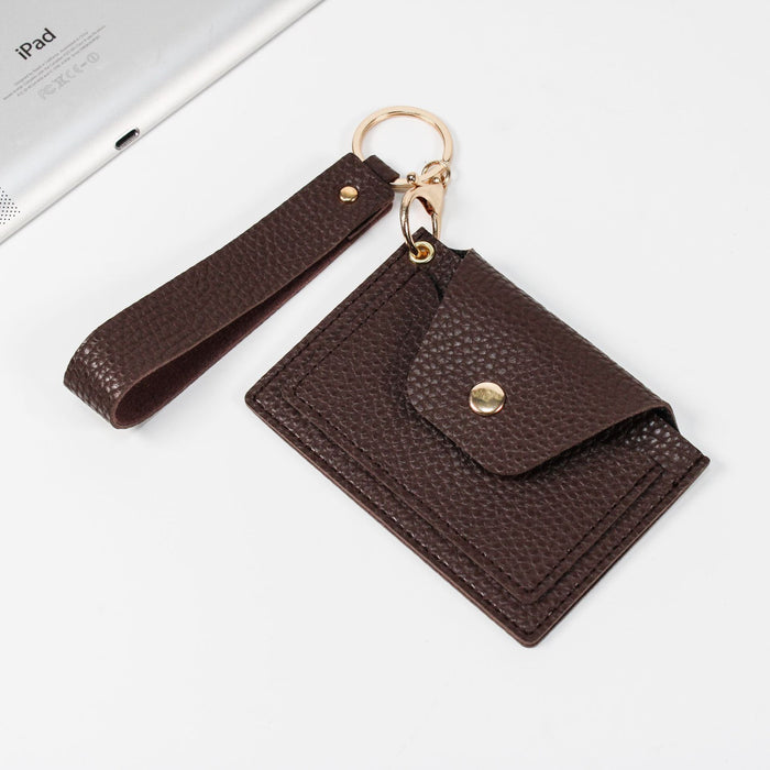 Wholesale PU Leather Candy Color Litchi Pattern Wallet Keychain MOQ≥3 JDC-KC-XXZN002