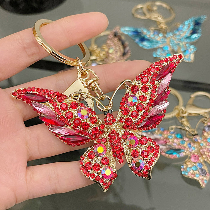 Wholesale Retro New Rhinestone Butterfly Keychain MOQ≥2 JDC-KC-CH036