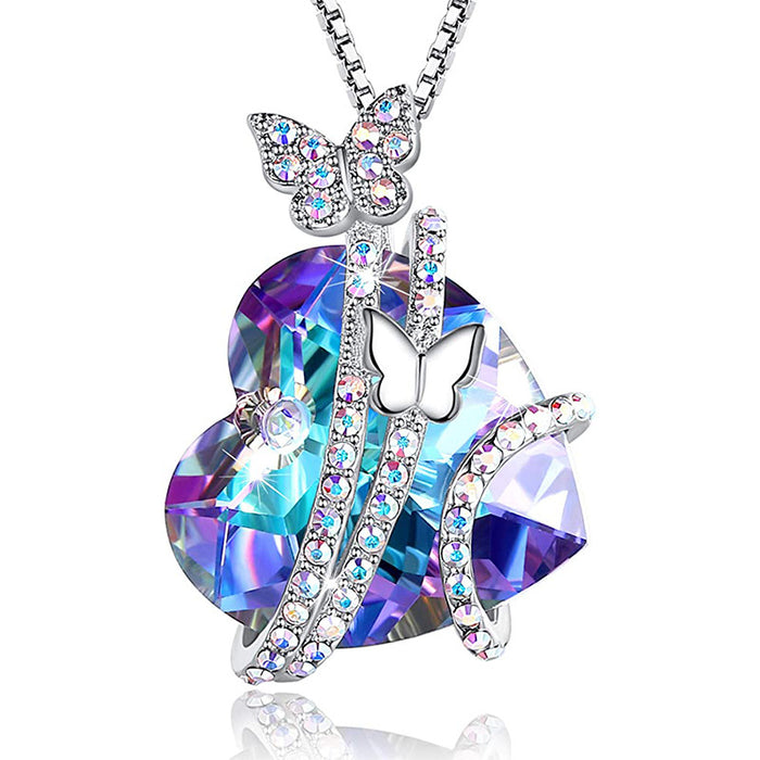 Wholesale Crystal Butterfly Colored Diamond Necklace JDC-NE-MengX001