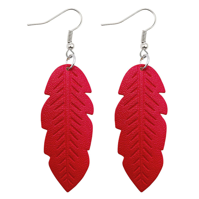 Jewelry WholesaleWholesale Leaf Color PU Leather Earrings MOQ≥2 JDC-ES-Chengy018 Earrings Chengy %variant_option1% %variant_option2% %variant_option3%  Factory Price JoyasDeChina Joyas De China