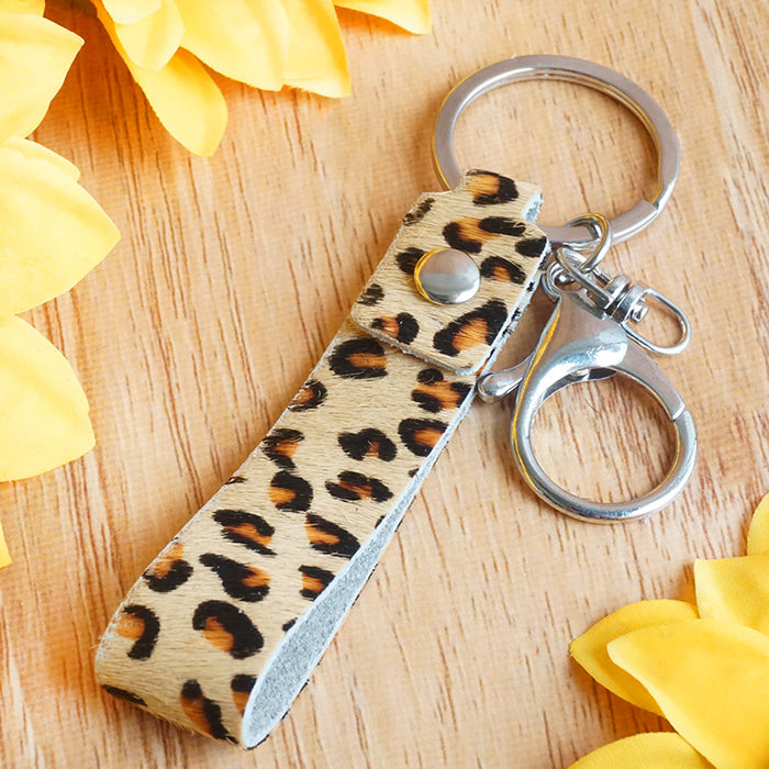 Wholesale Keychains Alloy Genuine Leather Leopard Zebra Cow Cow 3pcs JDC-KC-HeYi013