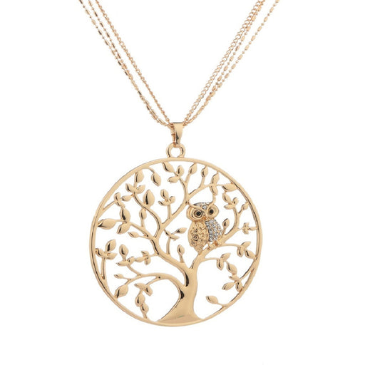 Jewelry WholesaleWholesale diamond studded animal owl necklace hollow tree of life sweater chain MOQ≥2 JDC-NE-shenX005 Necklaces 晟玺 %variant_option1% %variant_option2% %variant_option3%  Factory Price JoyasDeChina Joyas De China