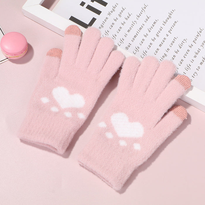 Wholesale Gloves Woolen Cute Cat Claws Warm and Cold Protection Touch Screen MOQ≥2 JDC-GS-JiaT009