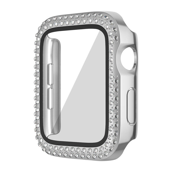 Wholesale Watch Case PC Double Row Flash Diamond Belt Film iWatch Protective Cases MOQ≥2 JDC-WD-KuYue001