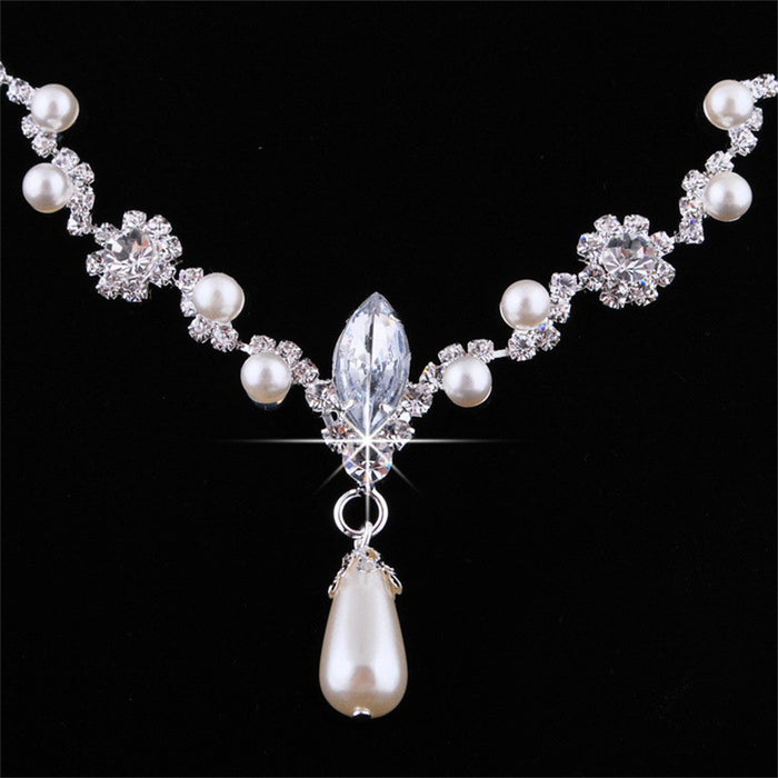 Wholesale temperament women pearl necklace earrings set JDC-NE-YinH030