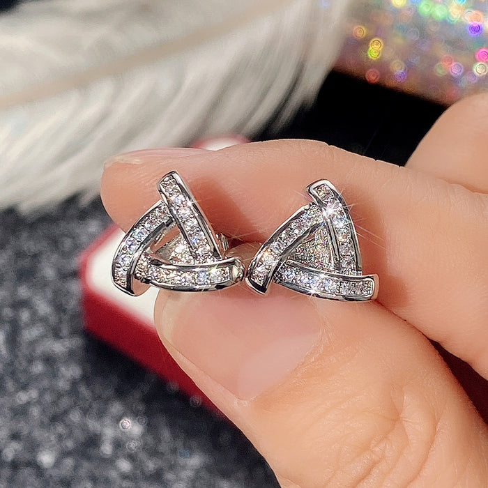 Wholesale Earrings Copper Zircon Triangle MOQ≥2 JDC-PREMCAOS-ES-019