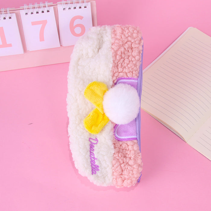 Wholesale pencil case velvet cute pompom coin purse stationery bag girl student stationery pencil bag storage MOQ≥2 JDC-PC-QHJ002