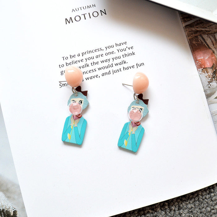 Wholesale Earrings Acrylic Cartoon Bubble Girls Earrings JDC-ES-Xienuo004